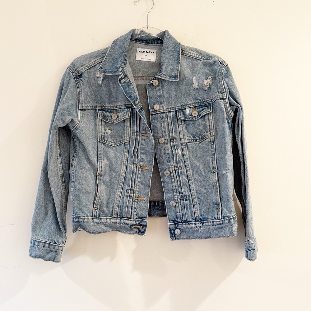 Old Navy Classic Distressed Light Wash Denim Jacket